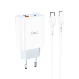 Блок зарядний пристрій Hoco C97A на 2 порти 1 USB + 1Type-C 20 W з кабелем Type-C to Type-C - мініатюра 2