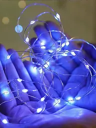 Світлодіодна новорічна LED гірлянда-нитка "КРАПЛІ РОСИ" на батарейках + USB 100LED 10 м Синій (90887083) - мініатюра 8
