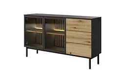 Комод з підсвіткою Perfect Home Ланг / Lang 2-дверний з 3 шухлядами 2D3S/150 Чорний/дуб евок (PFH-091143)