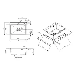 Кухонна мийка Kroner KRP Schwarze - 5843HM PVD (3,0/1,0 мм) CV022794, Чорний - мініатюра 2