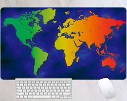 Ігрова поверхня для комп'ютерної миші та клавіатури UKC килимок на стіл нековзний із зображенням карти світу 80х30 см 500011