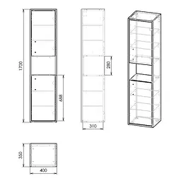 Пенал підвісний Imprese Vyskov 170x40x35 см дуб f3253Dr - мініатюра 2