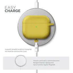 Силіконовий чохол для навушників Apple AirPods 3, Hang Case, жовтий, ультратонкий захисний кейс товщиною 2 мм, захист від подряпин, пилу та ударів, компактний, з карабіном для кріплення, ArmorStandart (ARM60325) - мініатюра 7