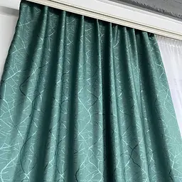 Льняні штори "бите скло" бірюзового кольору 2шт. 150х270 з білим шифоновим тюлем 400х270, на тасьм ALBO pbe0052739 - мініатюра 5