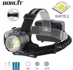 Налобний ліхтар Boruit B45 XHP 70.2 прожектор 3-Mode Zoom 18650 ліхтарик - мініатюра 4