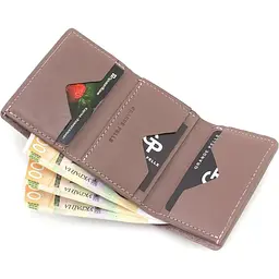 Портмоне шкіряне, глянець, пудра GRANDE PELLE 10х7.5х1.5 см acs0032103 - мініатюра 5