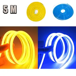 Комплект неонових стрічок LED NEON 2×5 м, жовта та синя, з блоком живлення і пультом - мініатюра 2