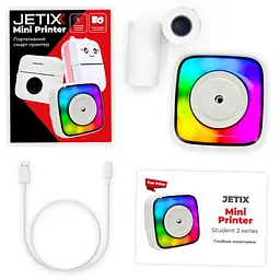 Мобільний терморинтер JETIX Mini Printer Student 2 з Bluetooth, нічником і з набором термопаперу в комплекті - мініатюра 10