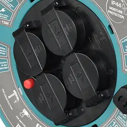 Мережевий фільтр KS CR-15M, 3000Вт, 4х16А/230В, 3х1.5мм, IP44, 3.2кг, на котушці, 15м, чорний (KSCR-15M) - мініатюра 4