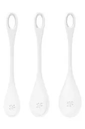 Вагінальні кульки кульки Кегеля тренажер м’язів Satisfyer Yoni Power 1 White — силіконовий набір, білий - миниатюра 2
