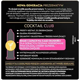 Презервативи SKYN Cocktail Club 3 шт, смаки Pina Colada, Cherry Sunrise та Passion Daiquiri - мініатюра 3