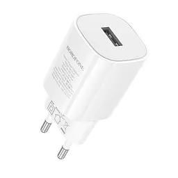 Мережевий зарядний пристрій BOROFONE BA101A Pudding single port charger (EU) Білий - мініатюра 3