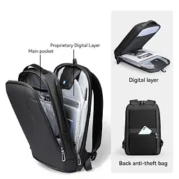 Рюкзак для ноутбука 17.3" Mark Ryden MR9008SJ з жорстким корпусом EVA та USB-портом (Чорний) - мініатюра 3
