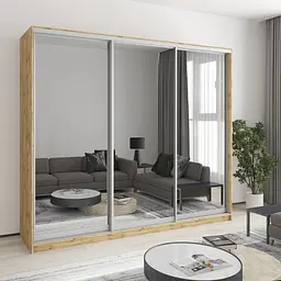 Шафа-купе тридверна MebelStar Уні AL 3 Дзеркала 240x60x210 см Дуб тахо (MBS-4263)