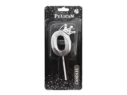 Свічка-цифра PELICAN "0" 6см срібло 3D з короною арт.863110