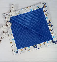 Плед дитячий плюшовий 97х97 a.l.babybox Звірі на галявині Синій
