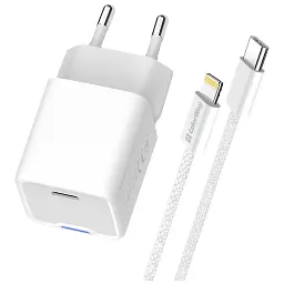 Зарядний пристрій ColorWay C101D GaN Mini 20W PD PPS USB-C + cable USB-C to Lightning white (CW-CHS059PDL-WT) - мініатюра 2