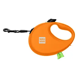 Повідець-рулетка для собак Waudog R-leash з контейнером для пакетів світловідбивна стрічка M до 20 кг 5м помаранчевий - мініатюра 4