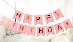 Гірлянда-прапорці Happy Birthday one size, рожевий - мініатюра 2