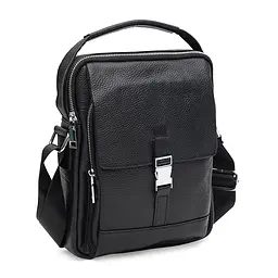 Чоловіча сумка Borsa Leather k19747-black 27х21х7 см Чорний