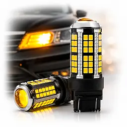 Автолампа світлодіодна LED двоконтактна W21/5W 63x2835SMD AMBER Жовтий 1 шт (P27/7)