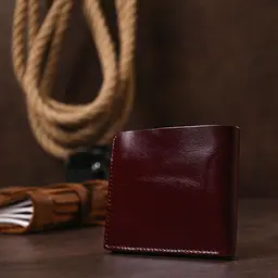 Шкіряне стильне портмоне Shvigel 16442 бордове - мініатюра 9