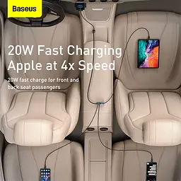 Авто зарядне - адаптер 4 порти 120W Baseus Share Together PPS multi-port Fast car charger CCBT-A0G - мініатюра 7