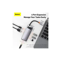 Концентратор Baseus USB-C 6-in-1 (CAHUB-CW0G) - мініатюра 12