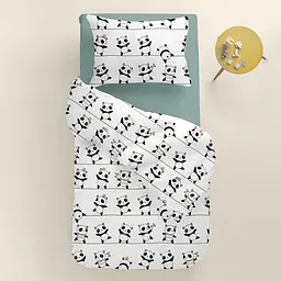 Дитяча постільна білизна в ліжечко FUNNY PANDAS CS1, рожевий (PandasRoseCord_104Ashmint_140) - мініатюра 2
