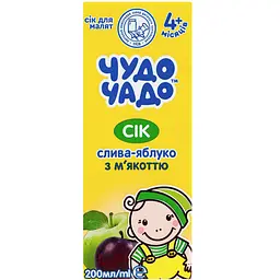 Сік Чудо-Чадо Сливово-яблучний з м'якоттю, цукром і вітаміном С, 200 мл