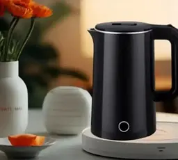 Електрочайник Domotec MS-5028 1500Вт Нержавіюча сталь/Пластик дисковий чайник 2л Чорний - мініатюра 2