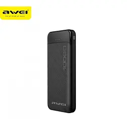Павербанк чорний зовнішній акумулятор Power bank AWEI P37K 10000 Mah - мініатюра 3