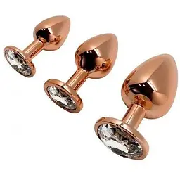 Металева анальна пробка Wooomy Tralalo Rose Gold Метал Plug size L діаметр 4 см довжина 9 см - мініатюра 4
