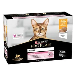 Набір вологий корм Purina Pro Plan для дорослих котів з чутливим травленням, мус з куркою 12х85 г - мініатюра 2