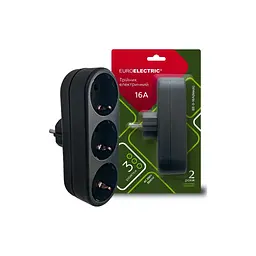 Мережевий розгалужувач EUROELECTRIC X3 16А Black з заземленням (EE-3-16A(black)) - мініатюра 2