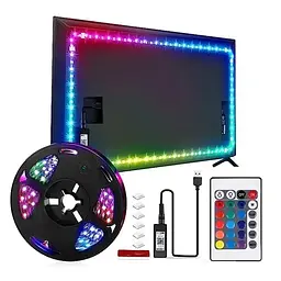 Розумна світлодіодна LED стрічка RGB 5050 з Bluetooth додатком комплект 5 метрів водостійкий від USB підсвічування декоративне Smart UKC - мініатюра 4