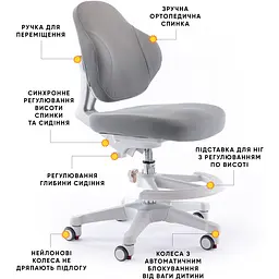 Дитяче крісло Evo-Kids Mio Classic Grey (арт.Y-405 G) - мініатюра 2