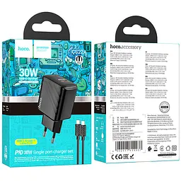 МЗП Hoco CS22A Value PD30W (1USB-C) + кабель Type-C to Type-C Black - мініатюра 6