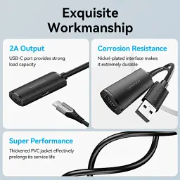 Дата кабель USB 2.0 AM/AF 15.0m Active black Vention (CBKBN) - мініатюра 6