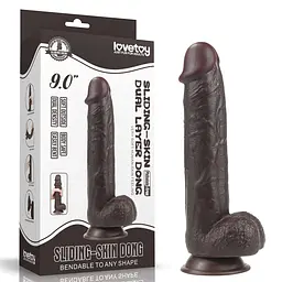 Фалоімітатор - Sliding-Skin Dual Layer Dong 9" Black #1