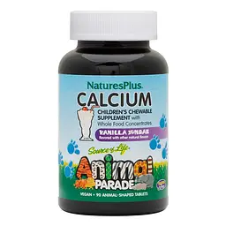 Вітаміни та мінерали Natures Plus Animal Parade Calcium, 90 жувальних таблеток ваніль