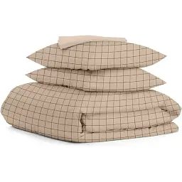 Комплект постільної білизни Cosas двоспальний з простирадлом на резинці BEIGE GEOMETRY 180 x 220 см (CellAshbeige_El140-12Magnolia_180)