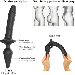 Анальна пробка з дилдо 2в1 Strap-On-Me SWITCH Plug-IN REALISTIC DILDO Black L - мініатюра 2