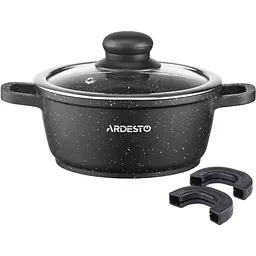 Каструля Ardesto Gemini Anzio зі скляною кришкою чорна 1.2 л (AR2412GE) - мініатюра 3