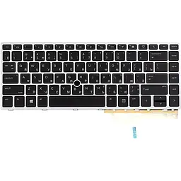 Клавіатура для ноутбука HP EliteBook 840 G5 чорна, сріблястий фрейм, підсвітка (KB314980)