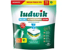 Капсули для посудомийних машин LUDWIK 70шт All in One Абсолютна потужність екстра Лимон