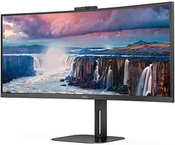 Монітор 34 вигнутий AOC CU34V5CW/BK WQHD 2560x1440 VA 100Гц 1 мс з колонками та USB-хабом чорний