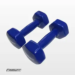 Гантель для фітнесу 5.0 кг EasyFit із вініловим покриттям синя - мініатюра 5
