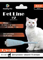 Краплі проти зовнішніх паразитів для котів Healthy Pet Line №1 від 1 кг 109854