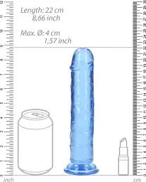 Фалоімітатор RealRock Crystal Clear 8'' 22 см (блакитний) - мініатюра 5